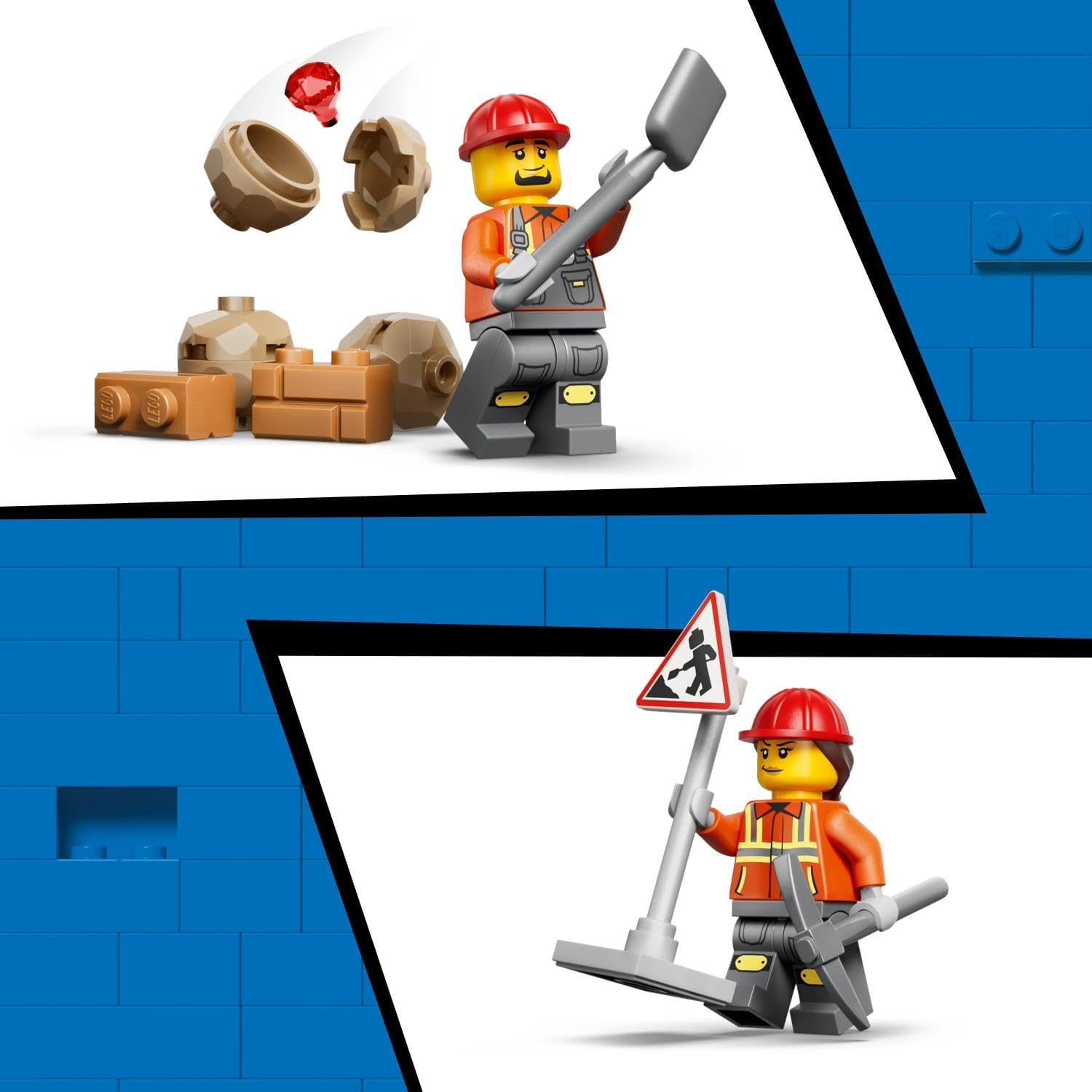 LEGO City Yellow Backhoe Loader - Construction Vehicle Toy - Tractor w/ 2 Minifigures, Working Front Bucket & Backhoe - Birthday Gift Idea for 7+ Year Old Boys - 60480