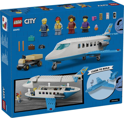 LEGO City Passenger Jet Toy - Plane Model Kit w/ 4 Minifigures & Travel Accessories - Educational Set - Birthday Gift Idea for 4+ Year Old Boys - 60492