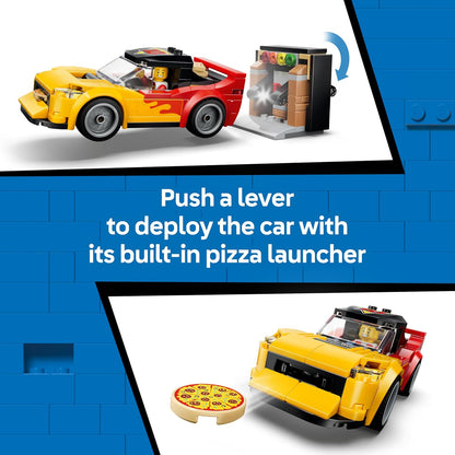 LEGO City Pizza Delivery Experience with Vehicles - incl. Toy Car, Scooter, Drone, Arcade Machine & 5 Minifigures - Birthday Gift Idea for 6+ Year Old Boys - 60496