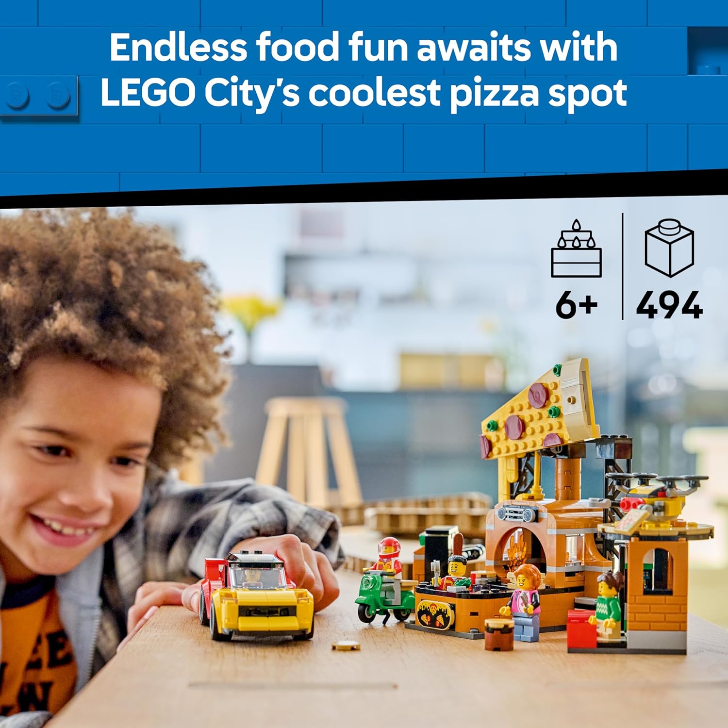 LEGO City Pizza Delivery Experience with Vehicles - incl. Toy Car, Scooter, Drone, Arcade Machine & 5 Minifigures - Birthday Gift Idea for 6+ Year Old Boys - 60496