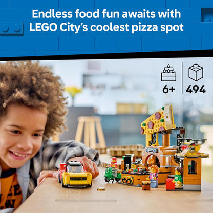 LEGO City Pizza Delivery Experience with Vehicles - incl. Toy Car, Scooter, Drone, Arcade Machine & 5 Minifigures - Birthday Gift Idea for 6+ Year Old Boys - 60496