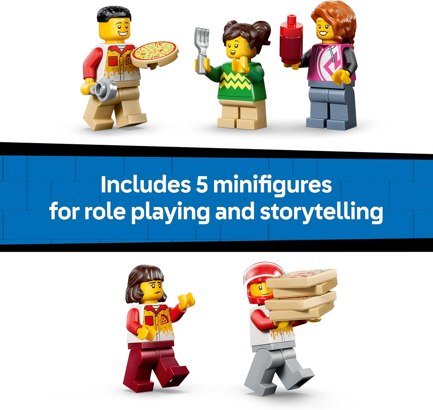 LEGO City Pizza Delivery Experience with Vehicles - incl. Toy Car, Scooter, Drone, Arcade Machine & 5 Minifigures - Birthday Gift Idea for 6+ Year Old Boys - 60496