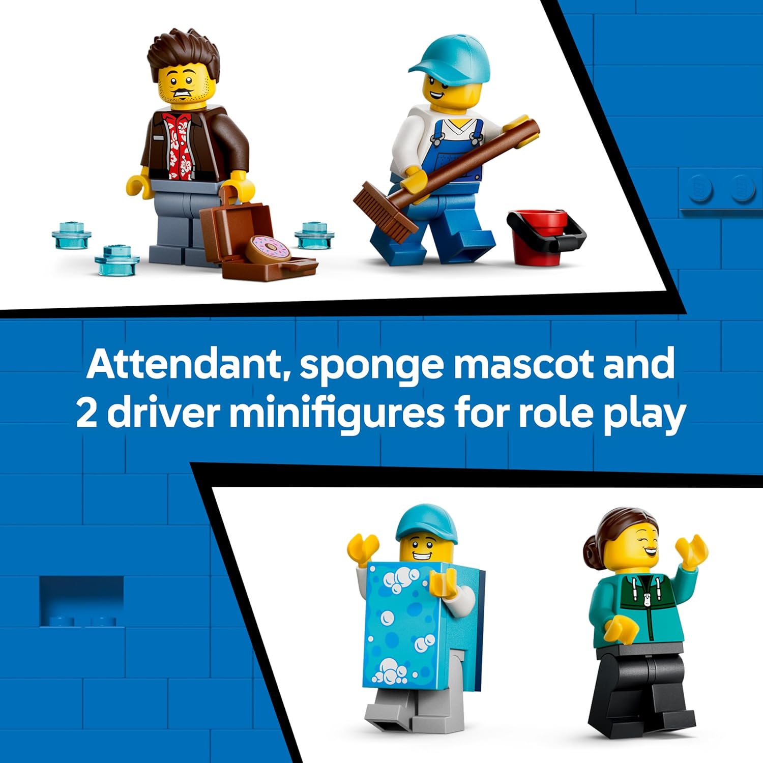 LEGO City Drive-Through Car Wash Toy - incl. 2 Model Cars, Washing Function & 4 Minifigures w/Accessories - Birthday Gift Idea for 6+ Year Old Boys - 60497
