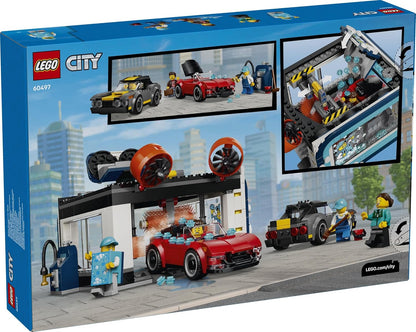 LEGO City Autowasstraat - Bouwpakket voor Kinderen met 2 Speelgoed Auto's, Wasfunctie en 4 Minifiguren Met Accessoires - Verjaardagscadeau voor Jongens en Meisjes Vanaf 6 Jaar - 60497