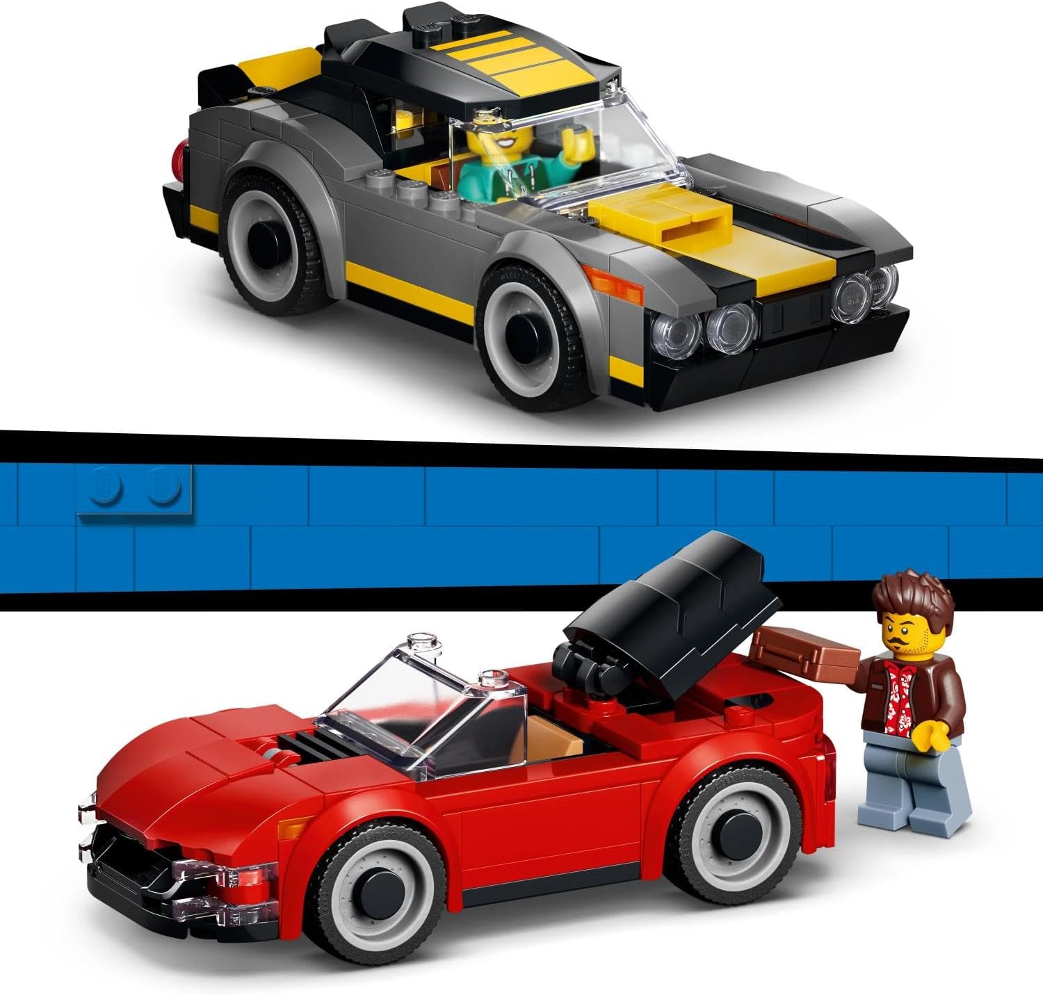 LEGO City Autowasstraat - Bouwpakket voor Kinderen met 2 Speelgoed Auto's, Wasfunctie en 4 Minifiguren Met Accessoires - Verjaardagscadeau voor Jongens en Meisjes Vanaf 6 Jaar - 60497