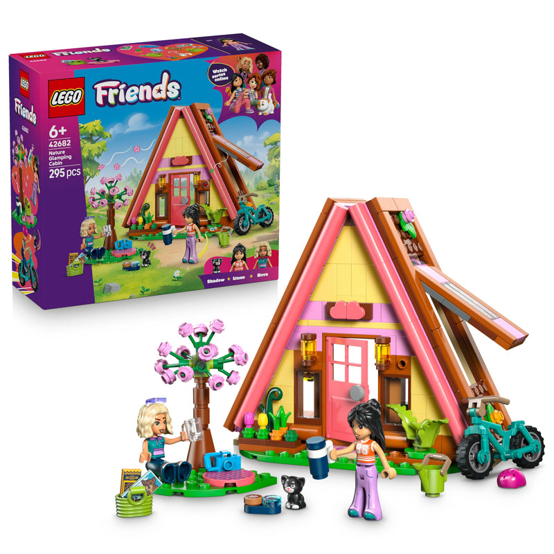 LEGO Friends Nature Glamping Cabin - Miniature House Toy w/ 2 Mini Dolls, Cat Figure & Accessories incl. Beds & Food - Birthday Gift for 6+ Year Old Girls - 42682
