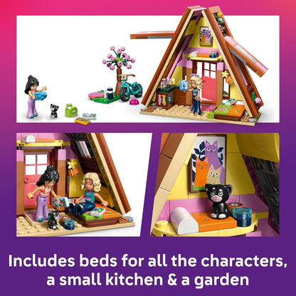 LEGO Friends Nature Glamping Cabin - Miniature House Toy w/ 2 Mini Dolls, Cat Figure & Accessories incl. Beds & Food - Birthday Gift for 6+ Year Old Girls - 42682