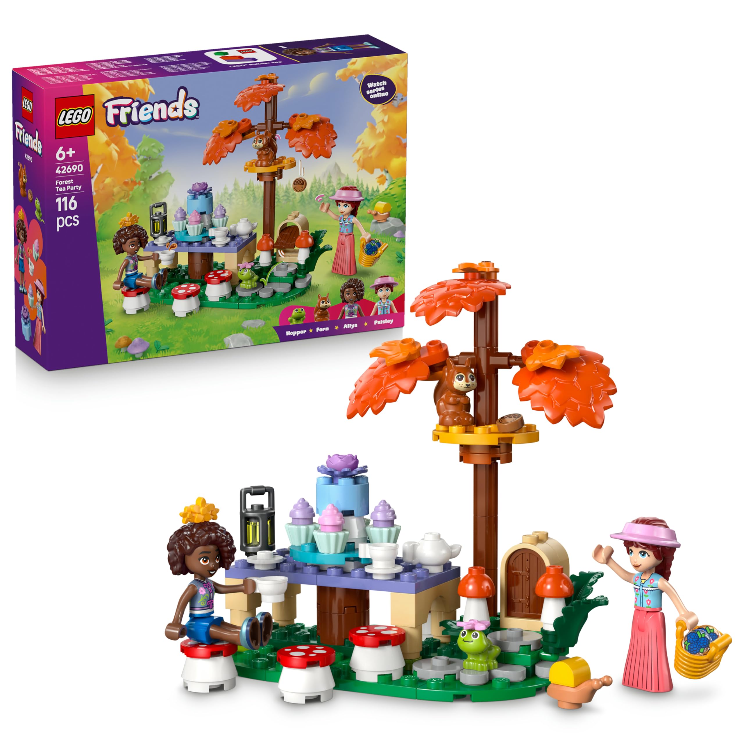 LEGO Friends Forest Tea Party Toy - Role-Play Set w/ 2 Mini Dolls, 3 Animal Figures & Play Food Accessories - Birthday Gift Idea for 6+ Year Old Girls - 42690