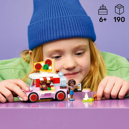 LEGO Friends Pizza Truck Toy - Role-Play Set w/ 2 Mini Dolls, Pet Dog Figure & Play Food Accessories - Birthday Gift Idea for 6+ Year Old Girls - 42694