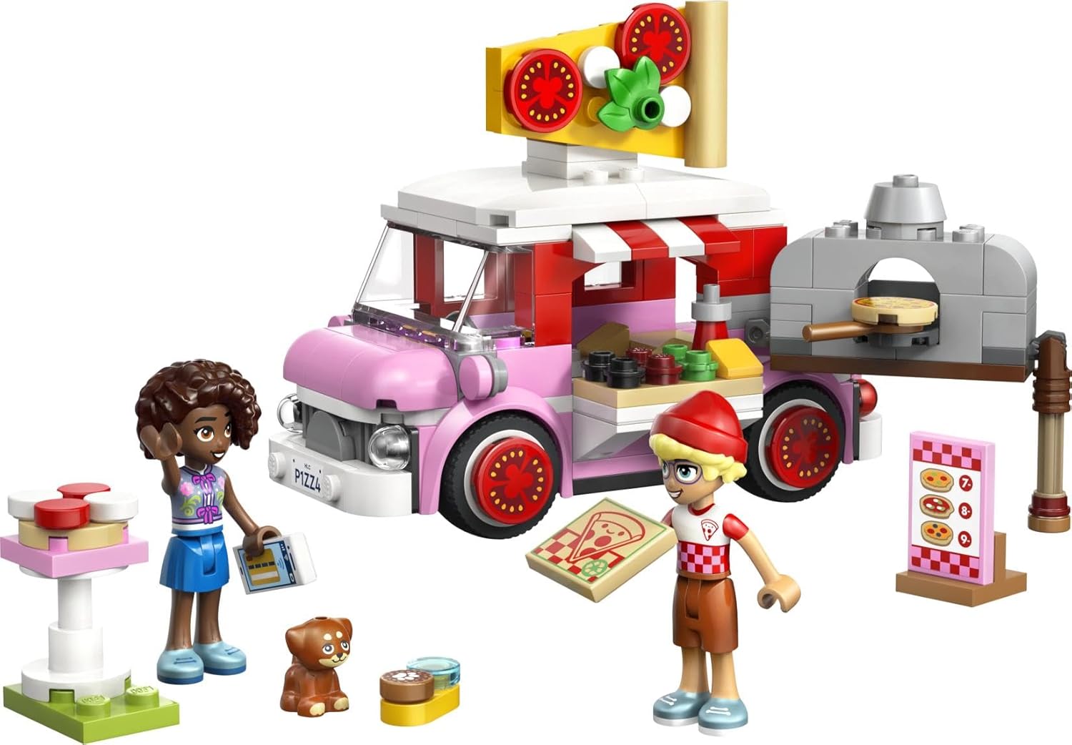 LEGO Friends Pizza Truck Toy - Role-Play Set w/ 2 Mini Dolls, Pet Dog Figure & Play Food Accessories - Birthday Gift Idea for 6+ Year Old Girls - 42694