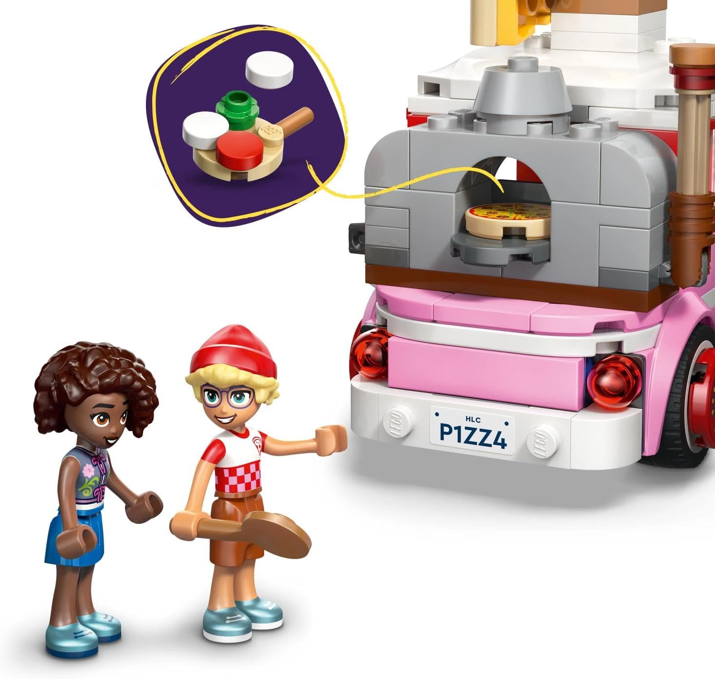 LEGO Friends Pizza Truck Toy - Role-Play Set w/ 2 Mini Dolls, Pet Dog Figure & Play Food Accessories - Birthday Gift Idea for 6+ Year Old Girls - 42694