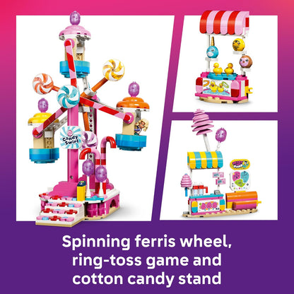 LEGO Friends Candy & Cupcake Ferris Wheel - Interactive Toy w/Carnival Games, 3 Mini Dolls & Accessories - Birthday Gift for 7+ Year Old Girls - 42700