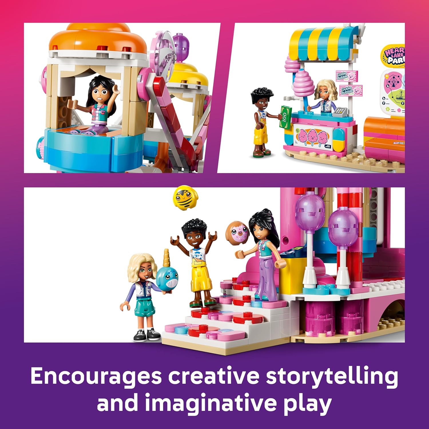 LEGO Friends Candy & Cupcake Ferris Wheel - Interactive Toy w/Carnival Games, 3 Mini Dolls & Accessories - Birthday Gift for 7+ Year Old Girls - 42700