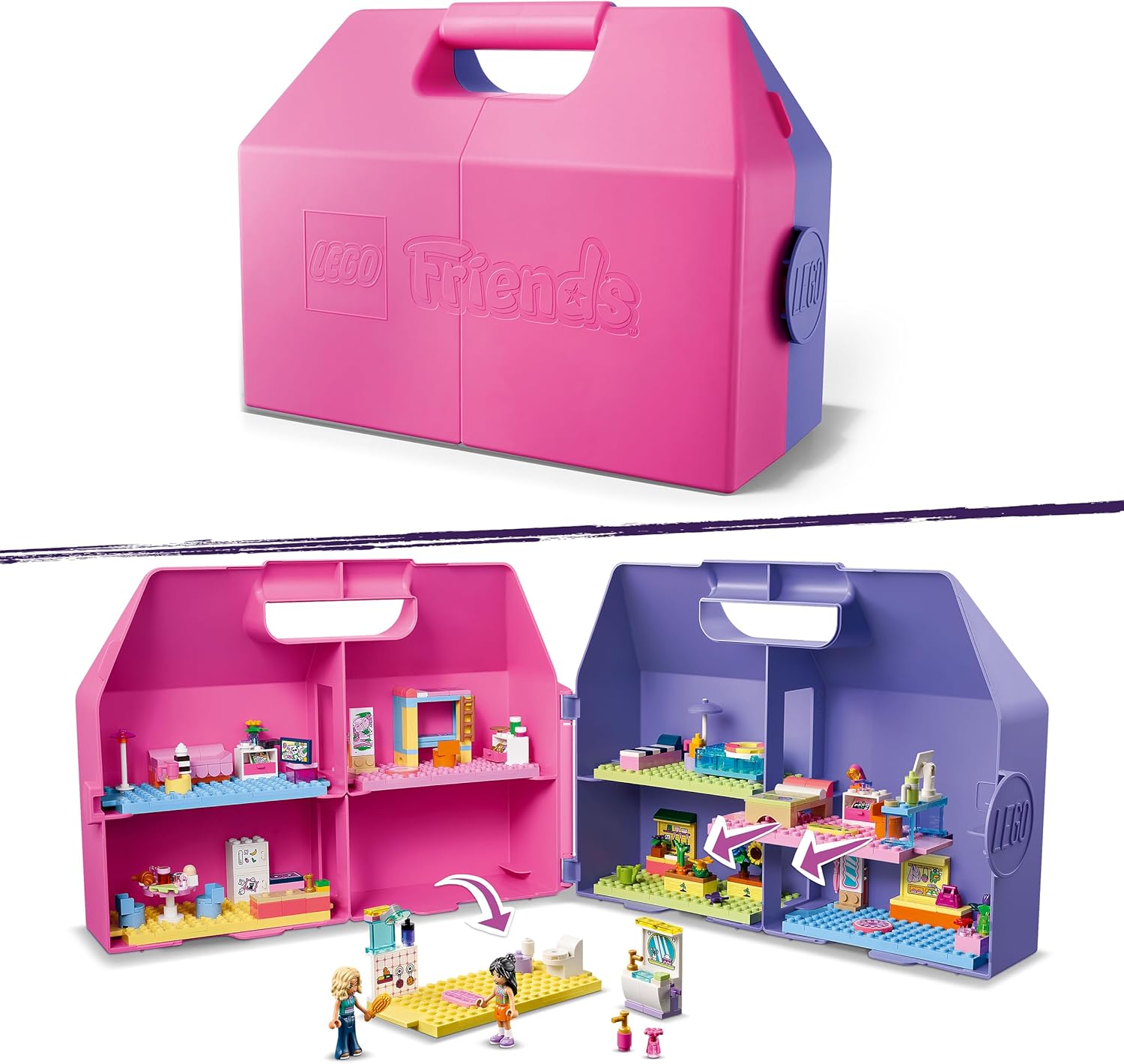 LEGO Friends Creative Dollhouse Suitcase - Travel Toy with 8-Room House, 2 Mini Dolls & Accessories - Birthday Gift Idea for 6+ Year Old Girls - 42697