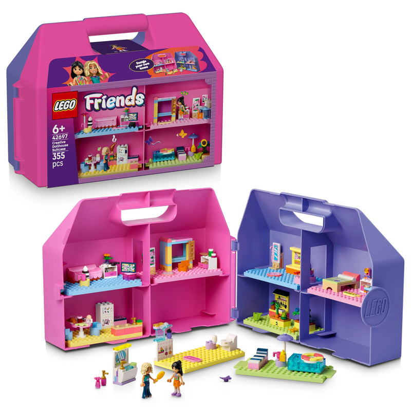 LEGO Friends Creative Dollhouse Suitcase - Travel Toy with 8-Room House, 2 Mini Dolls & Accessories - Birthday Gift Idea for 6+ Year Old Girls - 42697