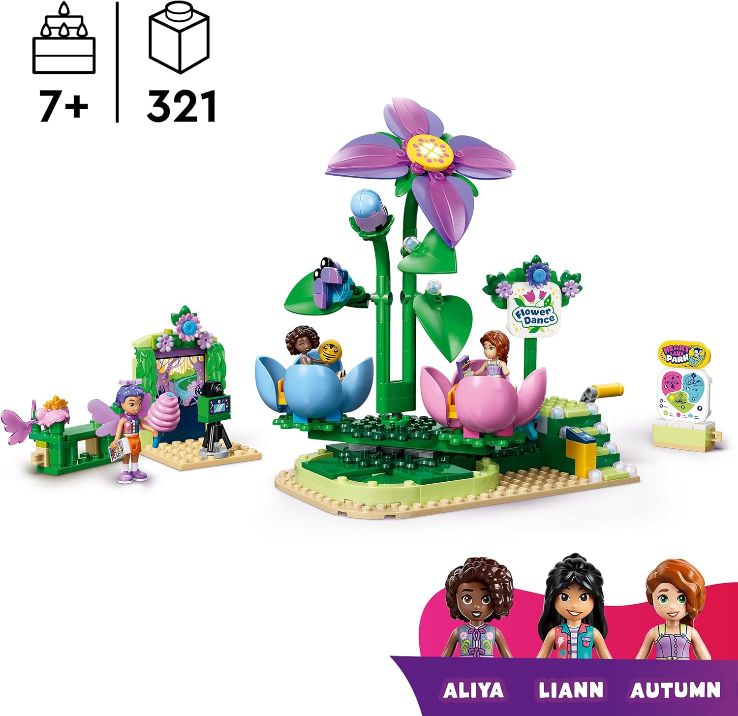 LEGO Friends Draaiende Theekopjesattractie met Bloementhema Bouwpakket voor Kinderen vanaf 7 jaar - Rollenspellen Speelgoed met Werkende Attractie en 3 Poppetjes - Cadeau voor Meisjes en Jongens 42702