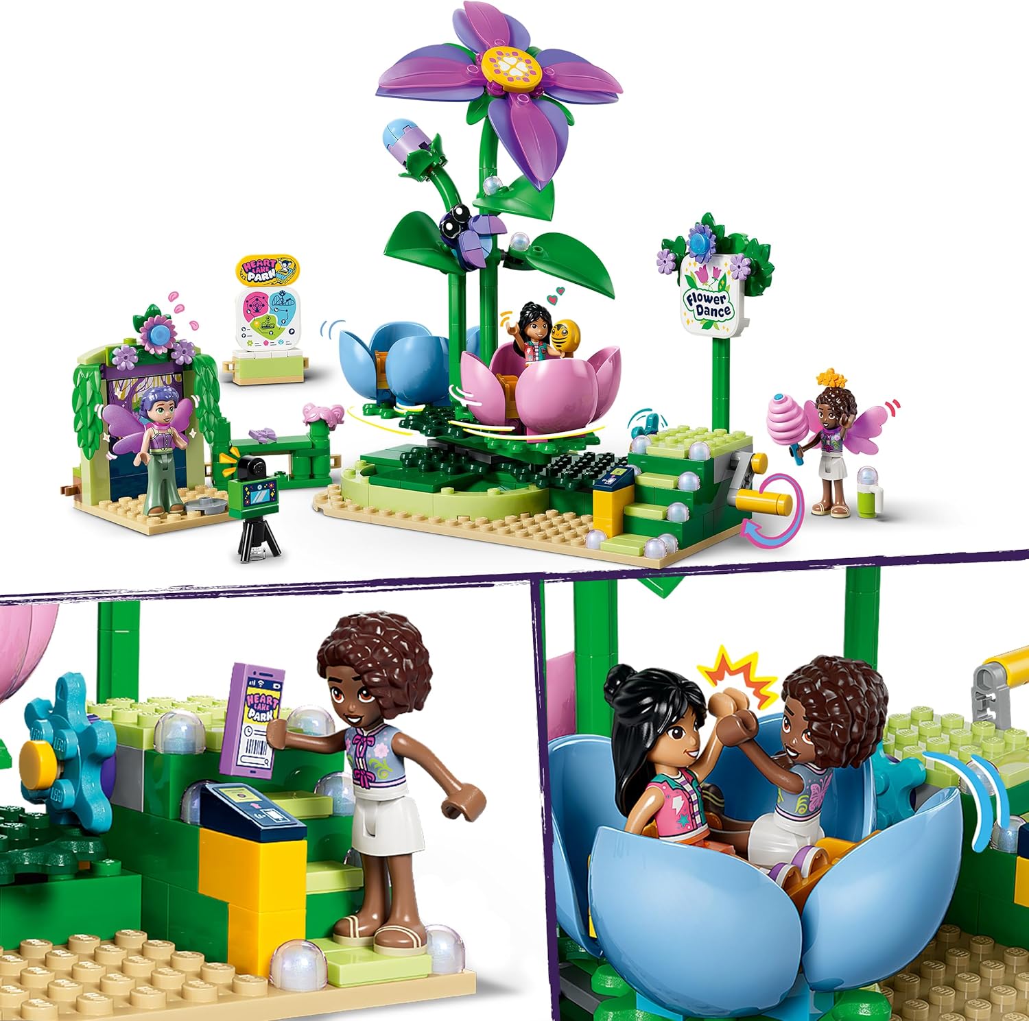 LEGO Friends Draaiende Theekopjesattractie met Bloementhema Bouwpakket voor Kinderen vanaf 7 jaar - Rollenspellen Speelgoed met Werkende Attractie en 3 Poppetjes - Cadeau voor Meisjes en Jongens 42702