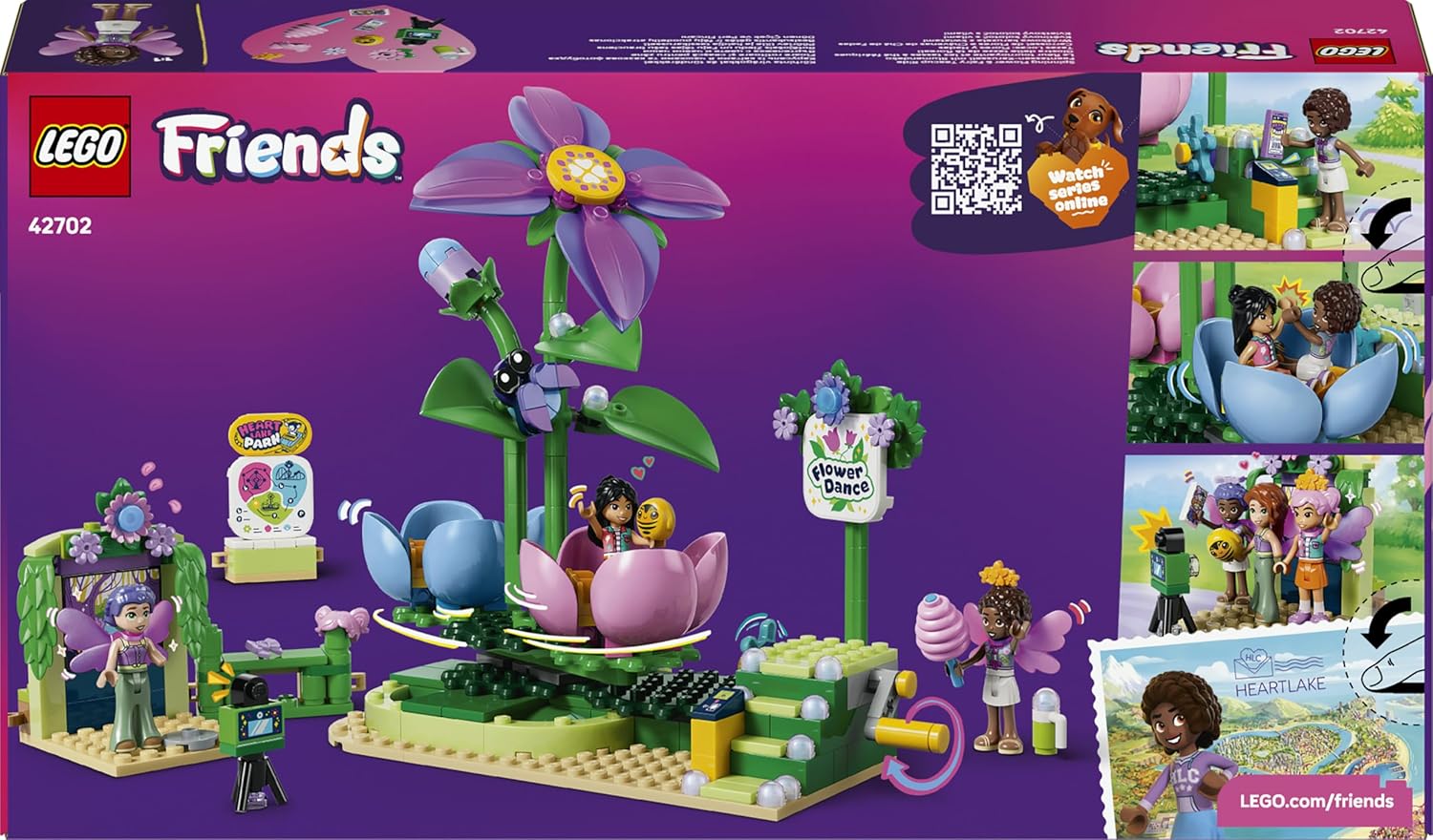 LEGO Friends Draaiende Theekopjesattractie met Bloementhema Bouwpakket voor Kinderen vanaf 7 jaar - Rollenspellen Speelgoed met Werkende Attractie en 3 Poppetjes - Cadeau voor Meisjes en Jongens 42702