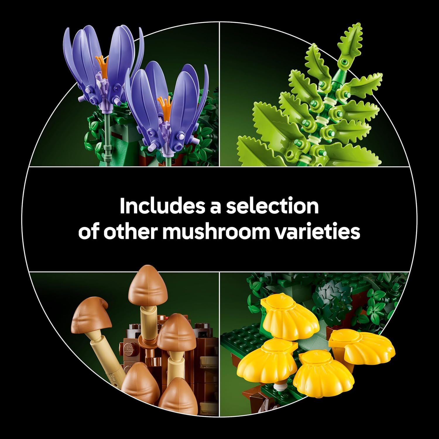 LEGO Botanicals Woodland Mushrooms - Artificial Plants Set for Adults - incl. a Toadstool & Faux Flowers for Living Room or Bedroom Decor - DIY Gift Idea - 11505