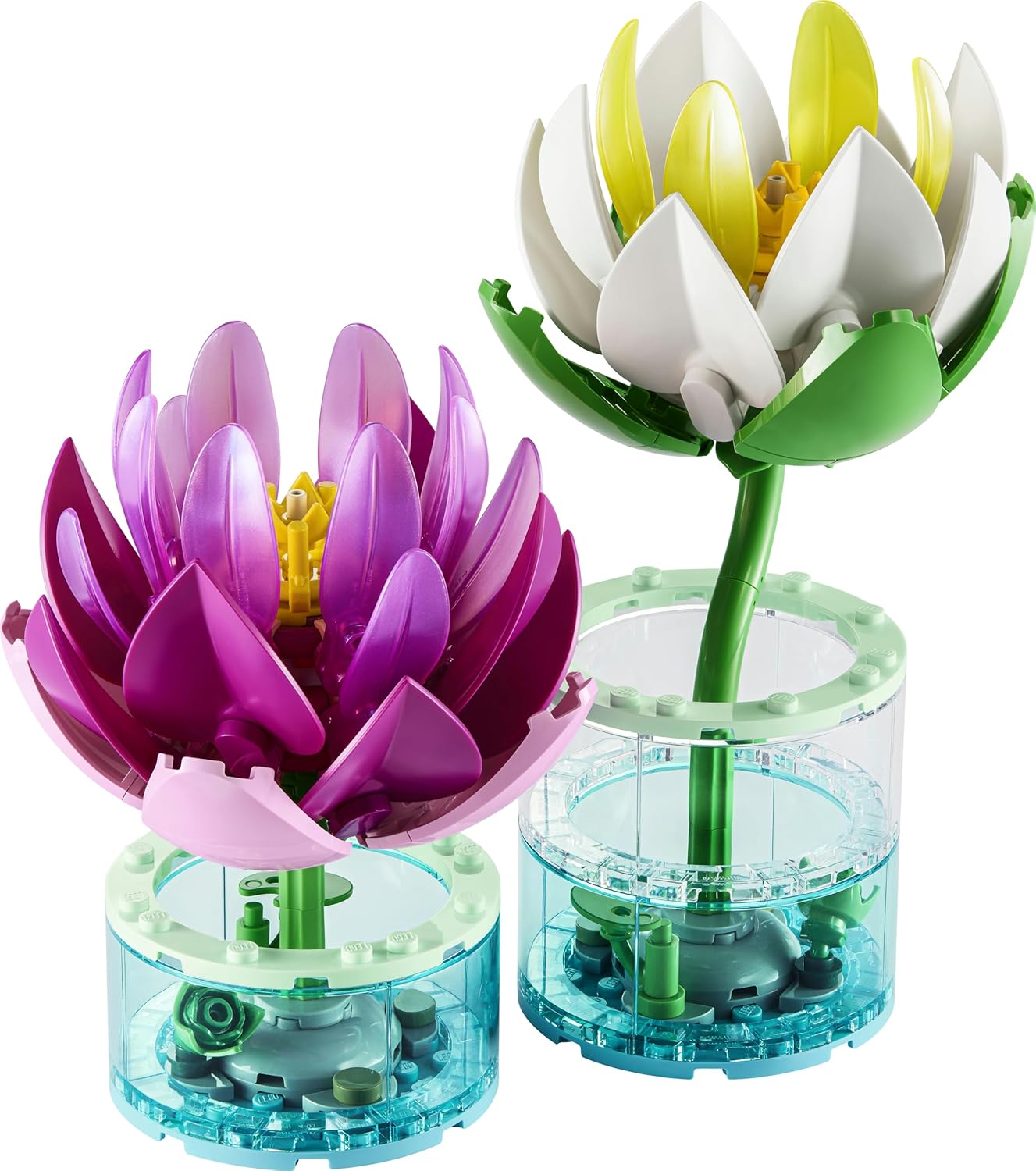 LEGO Botanicals Water Lilies - Faux Flowers Set w/ 2 Artificial Potted Plants in Transparent Vases - DIY Kids' Beroom Decor - Gift for 9+ Year Old Girls & Adult Flower Lovers - 11511
