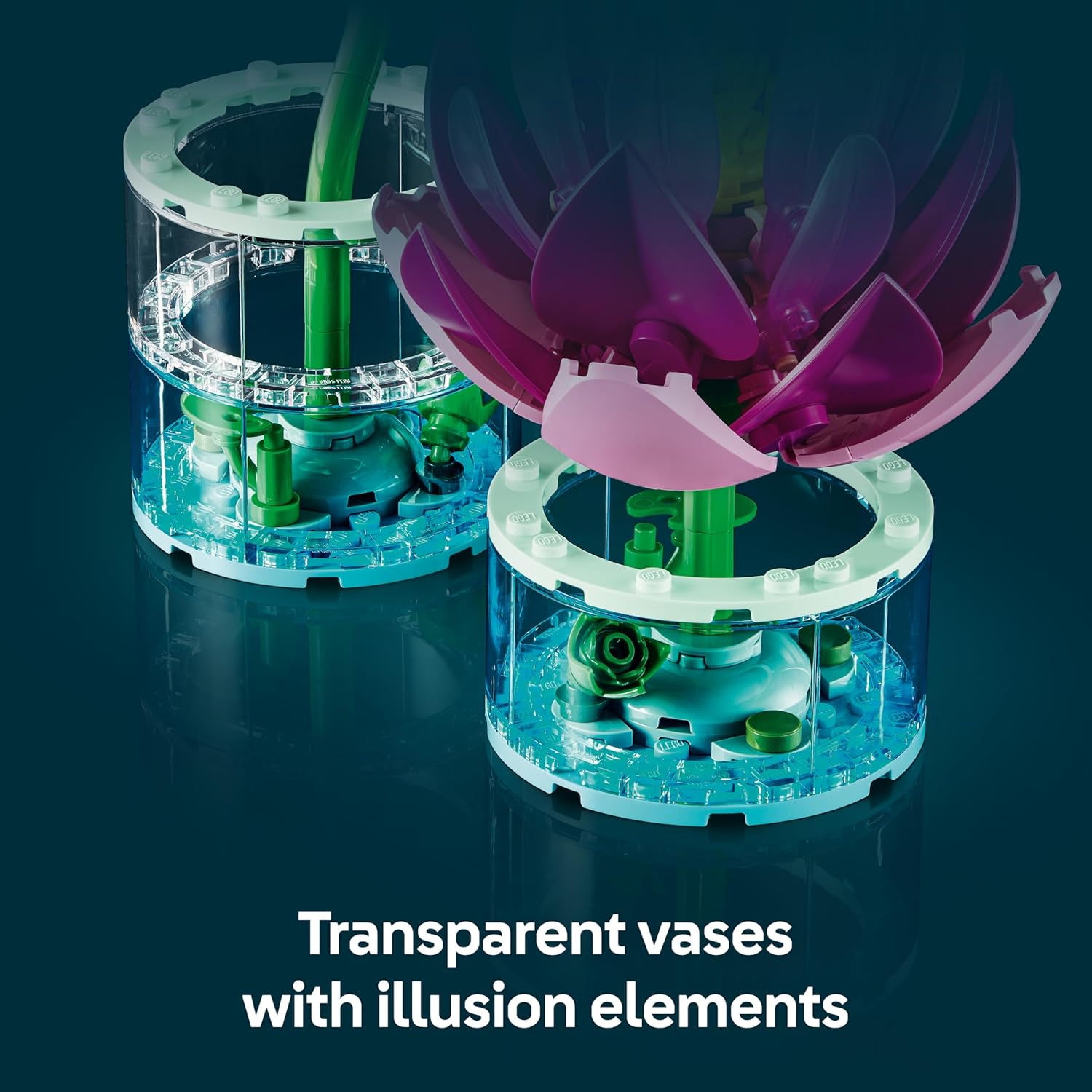 LEGO Botanicals Water Lilies - Faux Flowers Set w/ 2 Artificial Potted Plants in Transparent Vases - DIY Kids' Beroom Decor - Gift for 9+ Year Old Girls & Adult Flower Lovers - 11511