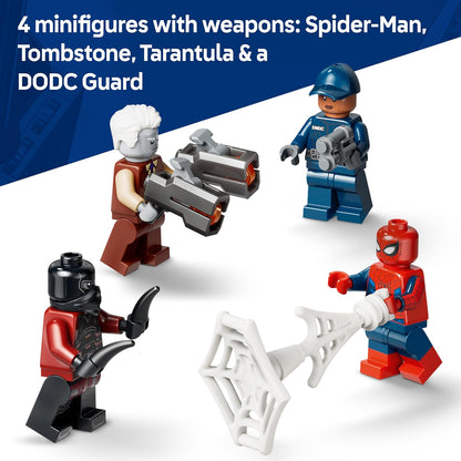 LEGO | Marvel Spider-Man Prison Transport Chase - Superhero Toy w/Armoured Car & 4 Minifigures incl. Tombstone & Tarantula - Gift for 8+ Year Old Boys & Movie Fans - 76349