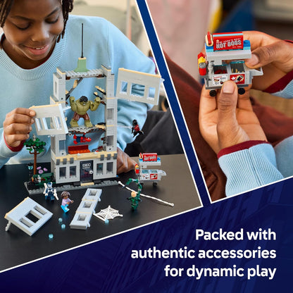 LEGO|Marvel Spider-Man vs. Hulk Epic Clash - Interactive Superhero Toy w/ 4-Floor Office, Action Figure & 5 Minifigures incl. Scorpion - Gift for 8+ Year Old Boys & Fans - 76350
