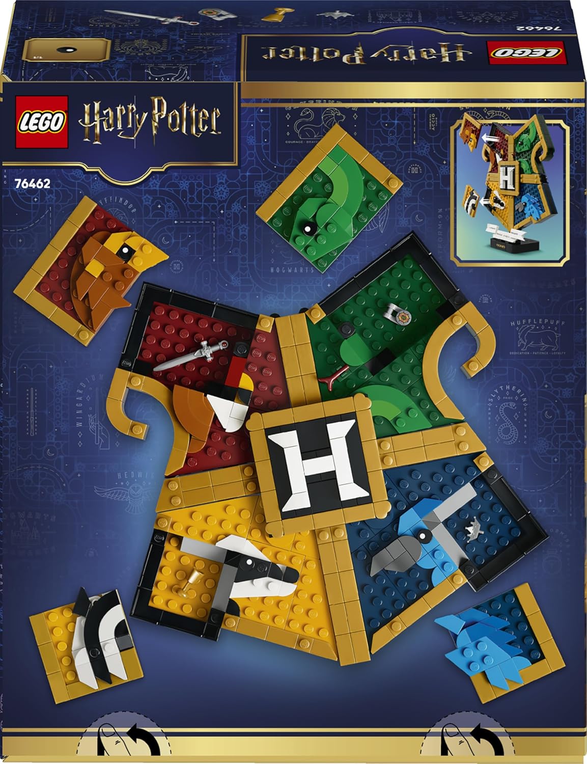 LEGO Harry Potter Hogwarts House Crest Toy - 3D Wall Art Model w/Animals - Kids' Room Decor - Birthday Gift Idea for 12+ Year Old Girls, Boys & Teenage Fans - 76462