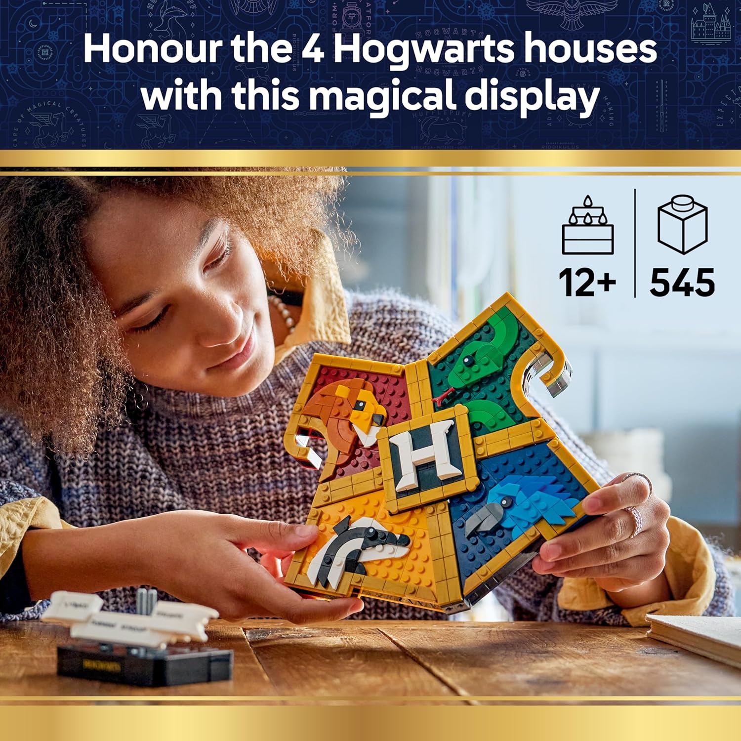 LEGO Harry Potter Hogwarts House Crest Toy - 3D Wall Art Model w/Animals - Kids' Room Decor - Birthday Gift Idea for 12+ Year Old Girls, Boys & Teenage Fans - 76462