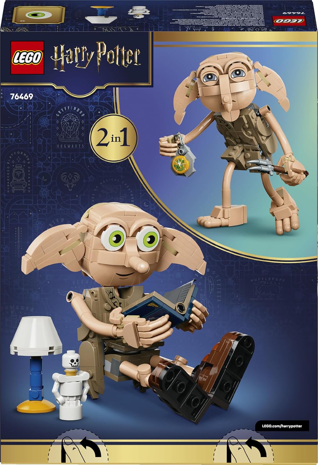 LEGO Harry Potter 2in1 Dobby de Vrije Elf Speelgoed - Bouwpakket voor Kinderen - Verandert in Knijster Figuur - Kinderkamer Decoratie - Cadeau voor Meisjes, Jongens en Fans Vanaf 8 Jaar - 76469
