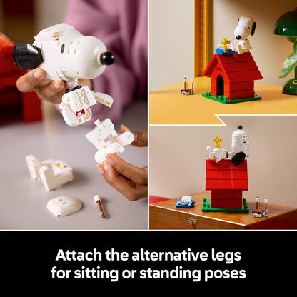 LEGO Ideas Peanuts: Snoopy's Doghouse - Display Model Kit for Adults w/Snoopy Dog & Woodstock Bird Figures - DIY Shelf or Desk Decor - Nostalgic Gift for Comics Fans - 21368