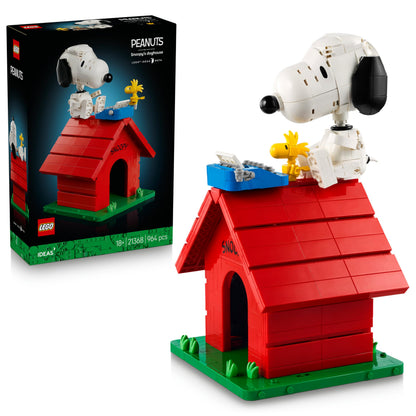 LEGO Ideas Peanuts: Snoopy’s Hondenhok – Strip Bouwpakket voor Volwassenen met Snoopy Hond en Woodstock Vogel Figuren – Woondecoratie of Bureau-Accessoire – Nostalgisch Cadeau – 21368