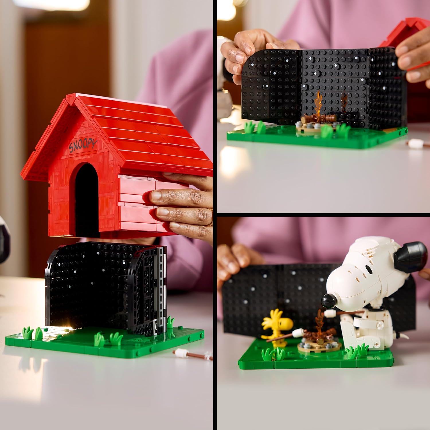 LEGO Ideas Peanuts: Snoopy’s Hondenhok – Strip Bouwpakket voor Volwassenen met Snoopy Hond en Woodstock Vogel Figuren – Woondecoratie of Bureau-Accessoire – Nostalgisch Cadeau – 21368