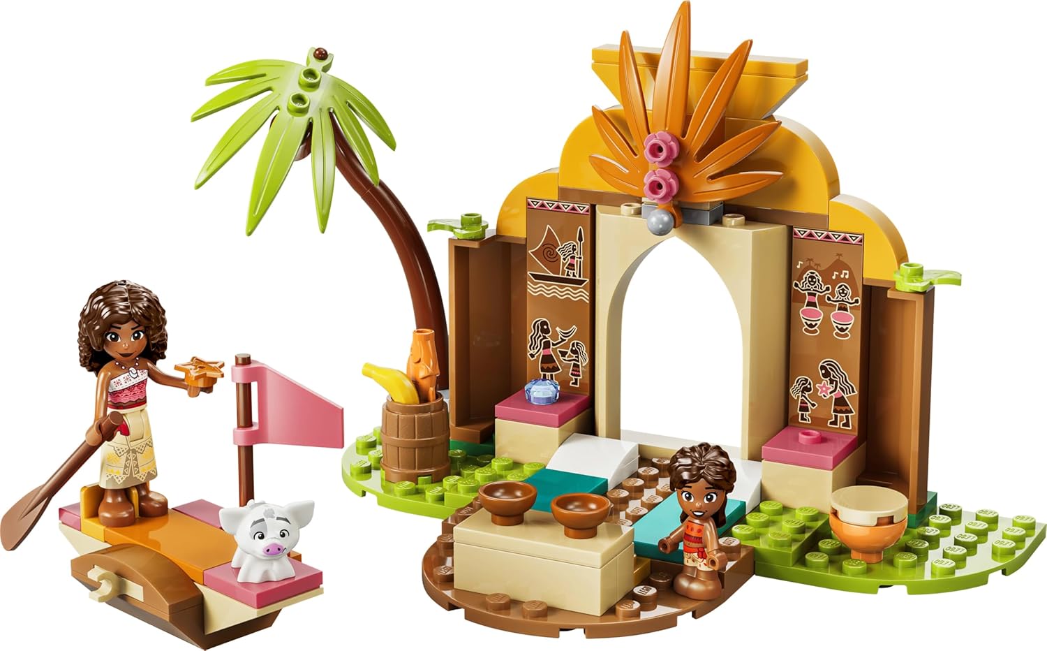 LEGO | Disney Moana Village House & Boat Toy - Educational Set w/ 2 Mini Dolls & Pua Animal Figure - Birthday Gift for 4+ Year Old Girls & Fans - 43282