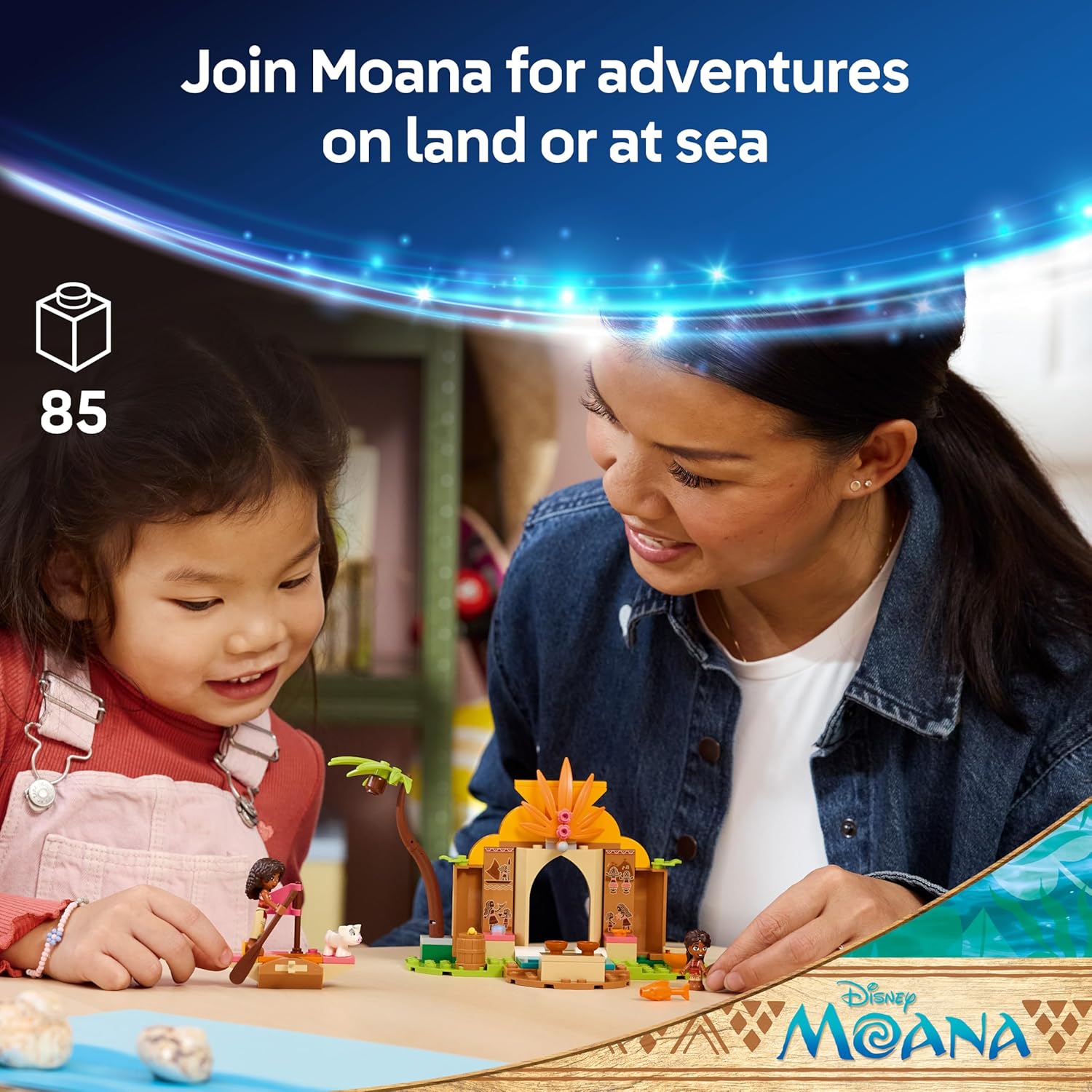 LEGO | Disney Moana Village House & Boat Toy - Educational Set w/ 2 Mini Dolls & Pua Animal Figure - Birthday Gift for 4+ Year Old Girls & Fans - 43282