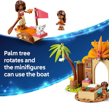 LEGO | Disney Moana Village House & Boat Toy - Educational Set w/ 2 Mini Dolls & Pua Animal Figure - Birthday Gift for 4+ Year Old Girls & Fans - 43282