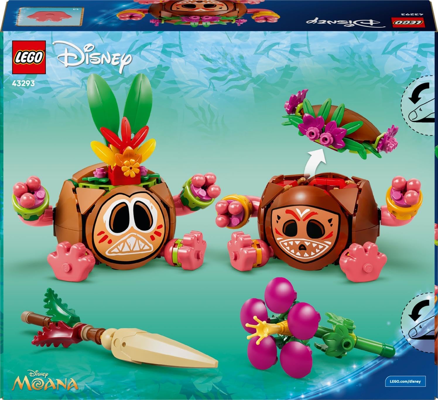 LEGO | Disney Moana Kakamora - Toy incl. 2 Flowerpot Figures w/Artificial Flowers for Kids' Room Decor - Gift for 9+ Year Old Girls & Movie Fans - 43293