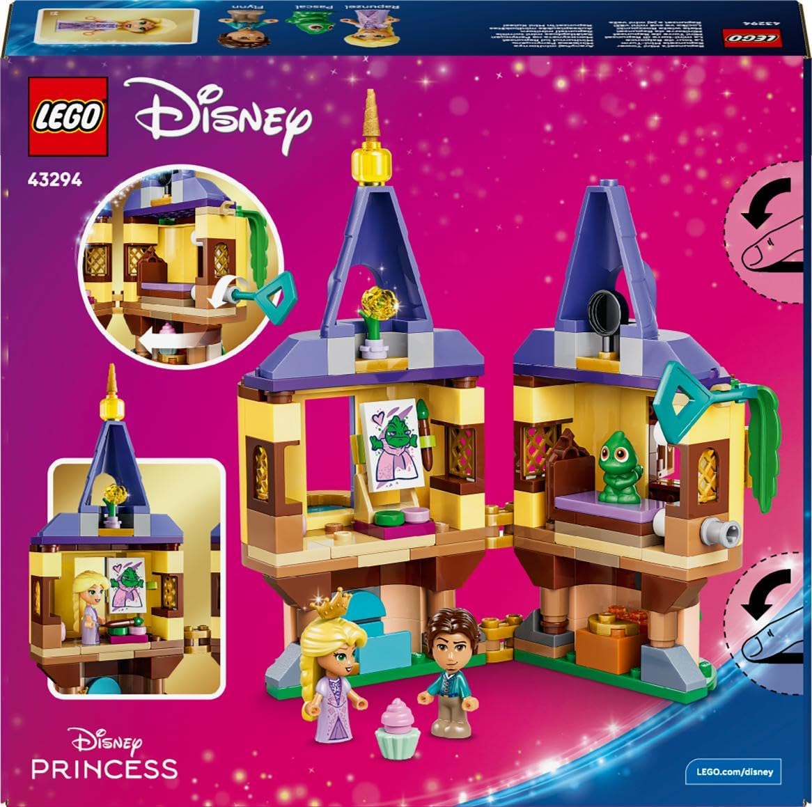 LEGO | Disney Princess Rapunzel's Mini Tower Toy - Tangled Set w/ 2 Mini Dolls, Pascal Figure, Accessories & Lock - Gift for 5+ Year Old Girls & Movie Fans - 43294