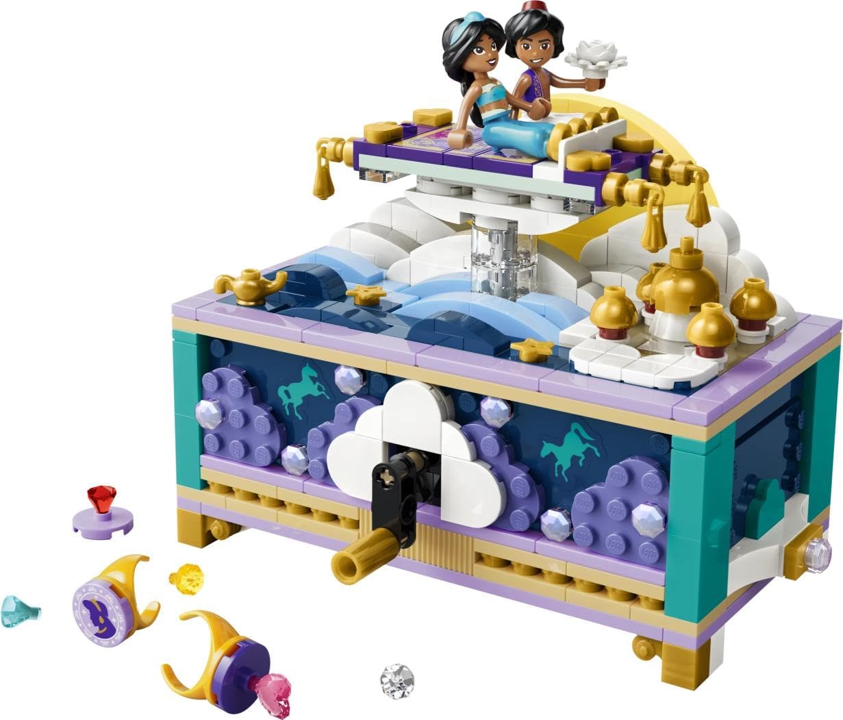 LEGO | Disney Princess Jasmines Sieradendoos - Aladdin Bouwbaar Speelgoed voor Kinderen met 2 Poppetjes, Vliegend Tapijt en Lamp - Decoratie - Cadeau voor Meisjes en Jongens vanaf 6 Jaar 43295
