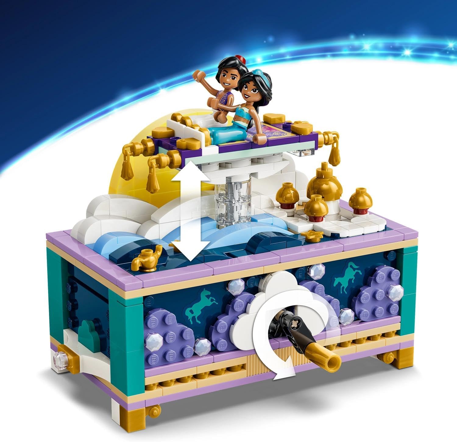 LEGO | Disney Princess Jasmines Sieradendoos - Aladdin Bouwbaar Speelgoed voor Kinderen met 2 Poppetjes, Vliegend Tapijt en Lamp - Decoratie - Cadeau voor Meisjes en Jongens vanaf 6 Jaar 43295