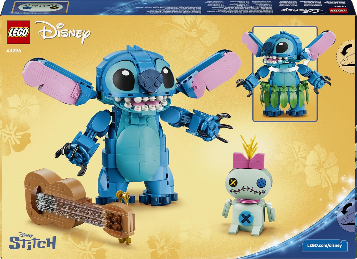 LEGO | Disney Stitch en Scrump - Bouwbaar Speelgoed voor Kinderen Incl. 2 Poppetjes met Accessoires en Ukulele - Kinderkamer Decoratie - Cadeau voor Meisjes en Jongens vanaf 9 Jaar 43296