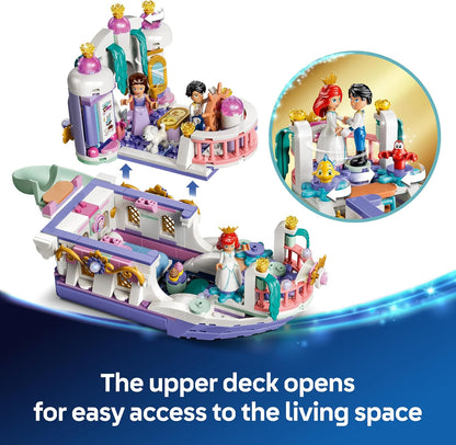 LEGO | Disney Princess Ariel's Royal Wedding Boat Toy - The Little Mermaid Set w/ 7 Figures incl. Ariel & Vanessa - Kids' Room Decor - Gift for 6+ Year Old Girls & Fans - 43299
