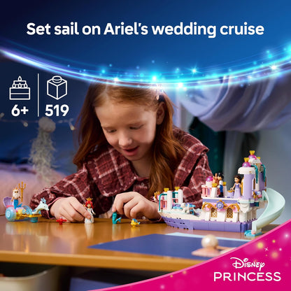 LEGO | Disney Princess Ariel's Royal Wedding Boat Toy - The Little Mermaid Set w/ 7 Figures incl. Ariel & Vanessa - Kids' Room Decor - Gift for 6+ Year Old Girls & Fans - 43299