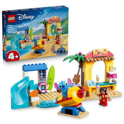 LEGO | Disney Beach Fun with Lilo & Stitch - Educational Toy w/ 2 Shops, Spaceship Ride & 2 Minifigures - Montessori Set - Birthday Gift for 4+ Year Old Girls & Boys - 43280