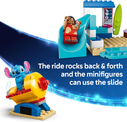 LEGO | Disney Beach Fun with Lilo & Stitch - Educational Toy w/ 2 Shops, Spaceship Ride & 2 Minifigures - Montessori Set - Birthday Gift for 4+ Year Old Girls & Boys - 43280