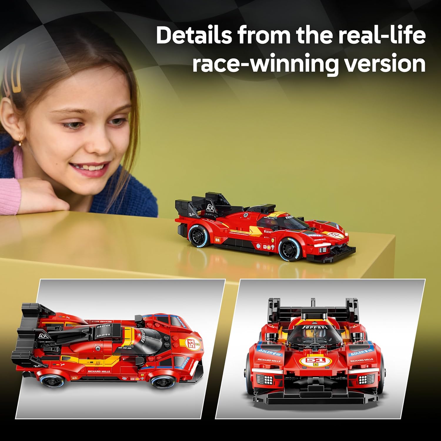 LEGO Speed Champions Ferrari 499P Race Car Toy - STEM Model Kit w/Collectible Driver Minifigure - Motorsport Merchandise Gift for 9+ Year Old Boys & Fans - 77261