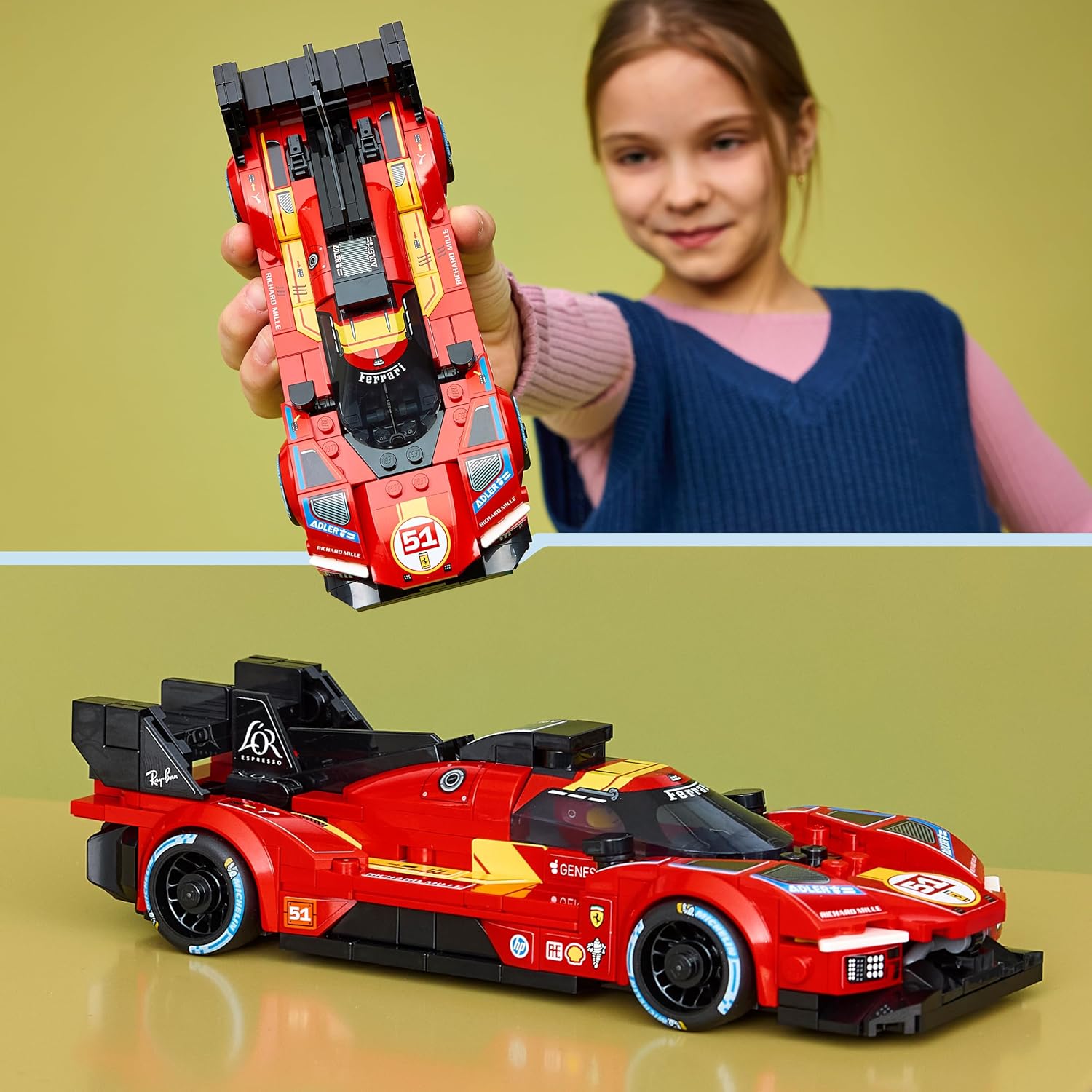 LEGO Speed Champions Ferrari 499P Race Car Toy - STEM Model Kit w/Collectible Driver Minifigure - Motorsport Merchandise Gift for 9+ Year Old Boys & Fans - 77261