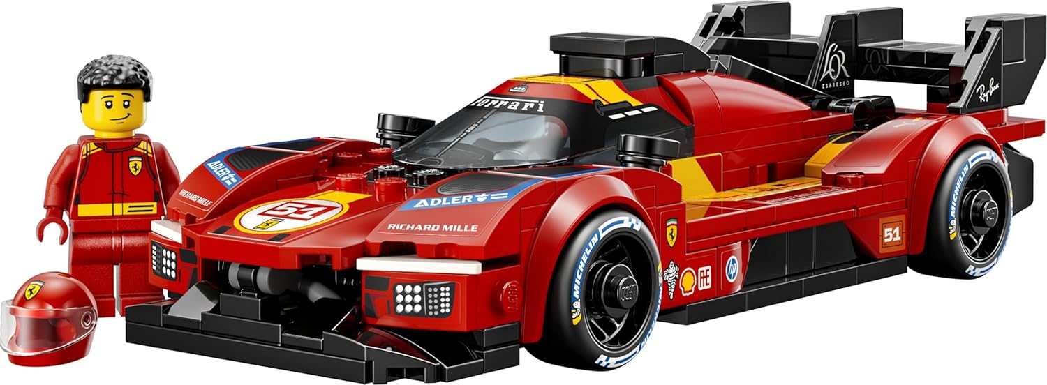 LEGO Speed Champions Ferrari 499P Race Car Toy - STEM Model Kit w/Collectible Driver Minifigure - Motorsport Merchandise Gift for 9+ Year Old Boys & Fans - 77261