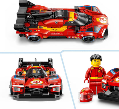LEGO Speed Champions Ferrari 499P Race Car Toy - STEM Model Kit w/Collectible Driver Minifigure - Motorsport Merchandise Gift for 9+ Year Old Boys & Fans - 77261