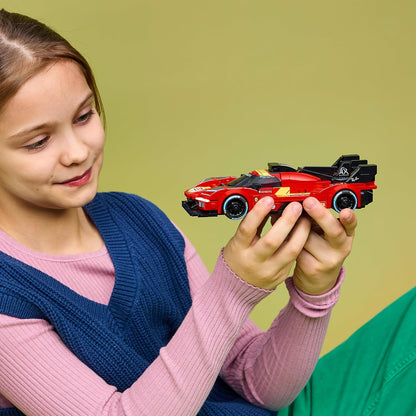LEGO Speed Champions Ferrari 499P Race Car Toy - STEM Model Kit w/Collectible Driver Minifigure - Motorsport Merchandise Gift for 9+ Year Old Boys & Fans - 77261